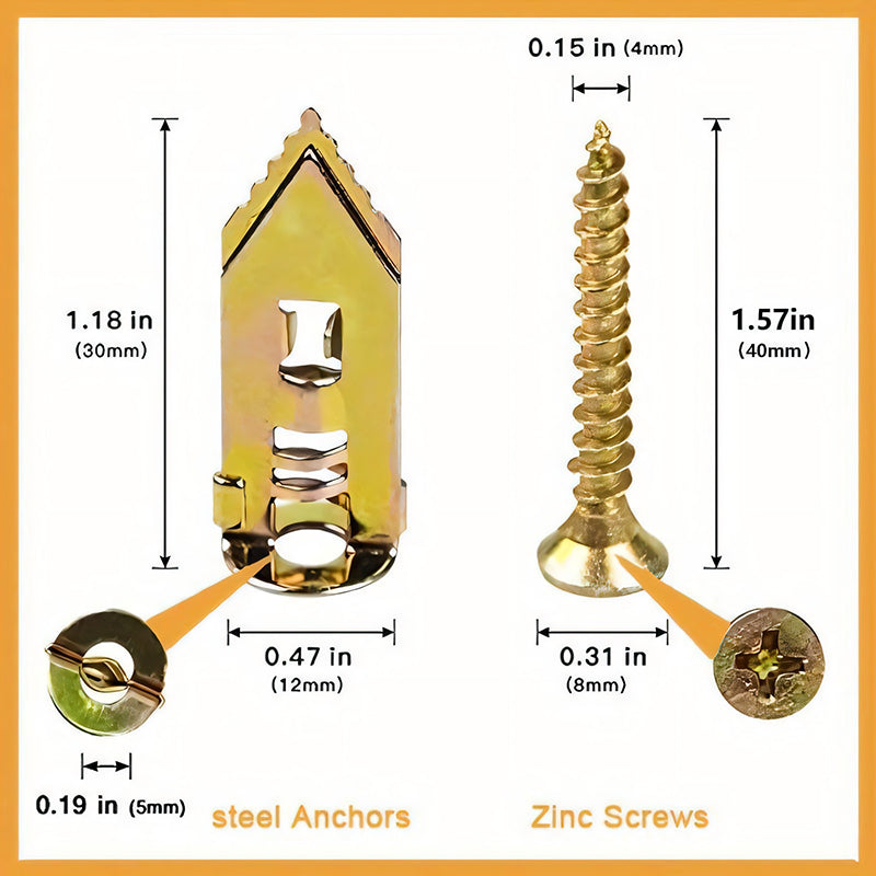 Drywall Expansion Anchors + High Strength Zinc Screws Kit