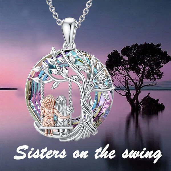 Tree of Life Sister on the Swing Pendant Necklace