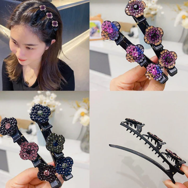 Three Flower Side Hair Clip