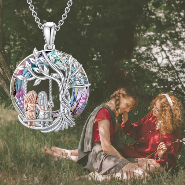 Tree of Life Sister on the Swing Pendant Necklace