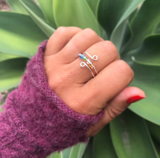 Rainbow Beads Fidget Ring