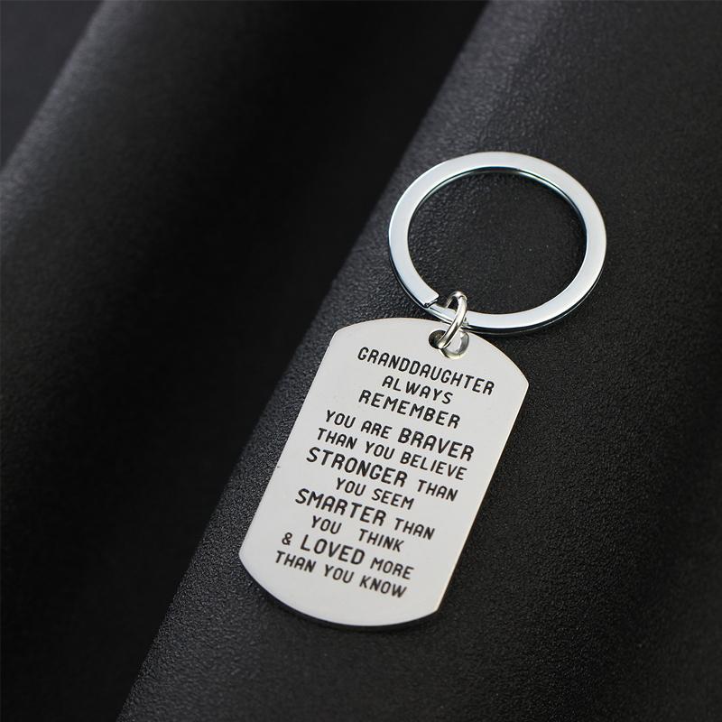 To My Grandson Granddaughter Gift Lettering Keychain